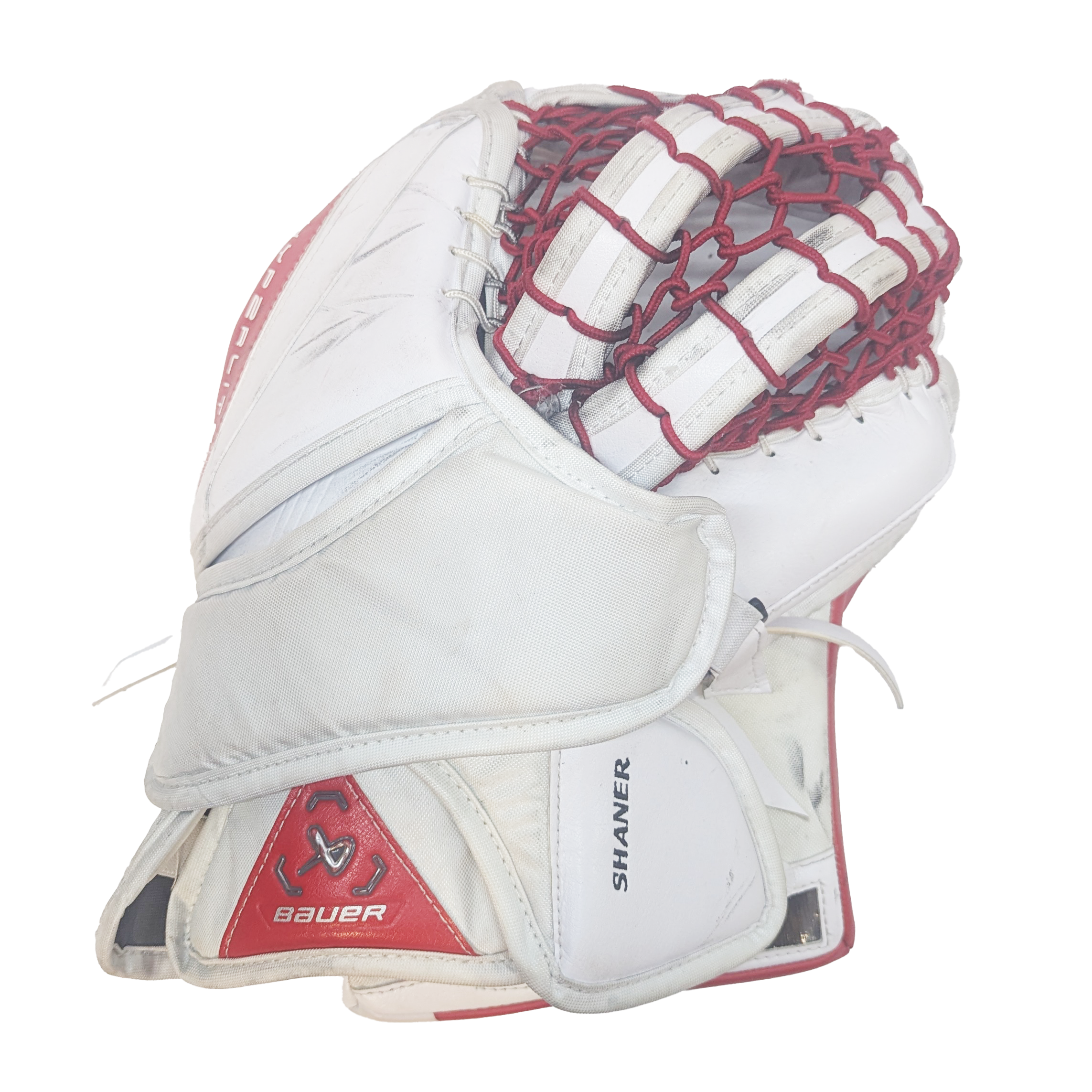 Bauer Vapor Hyperlite 2 - Gants de gardien de but NCAA d'occasion (blanc/rouge)